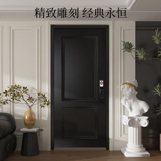 欧帝乐（OUDILE）法式复古防盗门入户门格爵墨玉黑+可选别墅大门子母门 机械锁 2250*1050