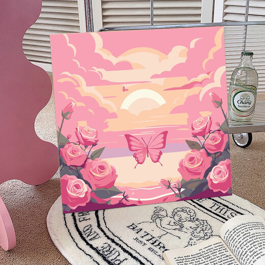 Wei Ci Digital Huile Painting DIY ROSE ROSE PEINTURE D'HUILE EN PEMENT POUR LE ROSE COLORAGE FORMES MAINS SOIR SOL