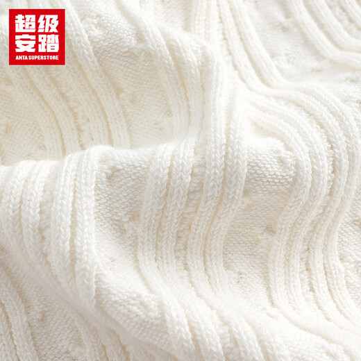 超级安踏ZANMANG LOOPY联名丨休闲毛衣开衫女秋季修身保暖外套162538713U 象牙白-1 S /女160