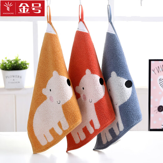 KING SHORE hand towel square towel small towel hanging cotton absorb water cute face washing kitchen children's cotton household wipe S6131WH three colors 1 piece