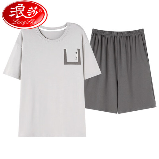 浪莎（LangSha）睡衣男款男士夏季棉绸短袖2025新款夏天青少年恬淡家居服套装夏款 YSX:9720深色格子裤 棉绸套 头短 L 【不起球/不褪色】