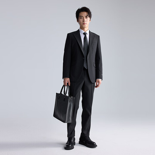 Lilang Wool Blended Suit Men's Fashion Simple Business Commuting Suit Black 175A