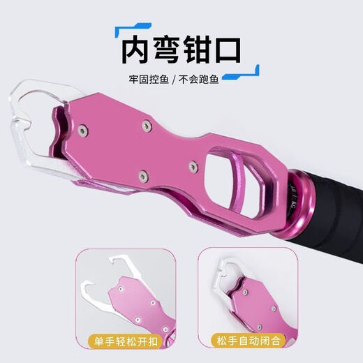 完壮多功能铝合金称取鱼器控鱼器钓鱼钳夹鱼称渔具钳子路亚用品 平口银色