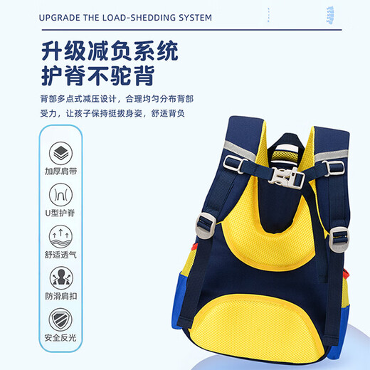 [Hailan Home Manufacturer] Kindergarten school bags for men, women, children, babies, primary school students backpacks for wear-resistant and waterproof peacock blue [fluorescent warning strip + waterproof material]