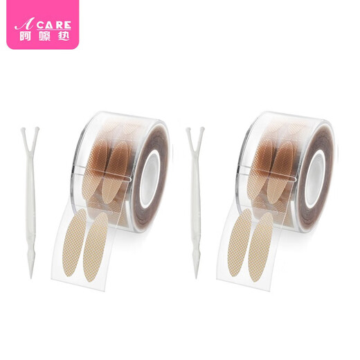 ACARE Double Eyelid Sticker A1ZO-Wide Adhesive Invisible Tool Magic Eye Beauty Lace Mesh Roll Narrow Tip Natural Flesh Wide Type 2 Rolls 1 Pair