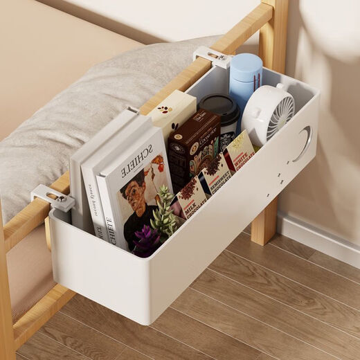 Bedside storage rack, bedside storage hanging basket, baby diaper table side diaper fence, storage basket hanging bag, upgraded adjustable version, white small size