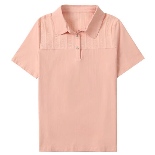 恒源祥（HYX）纯.棉中年妈M妈polo衫短袖女2025夏季新款洋气时尚大尺码女士T恤 豆绿色 2XL 120-130