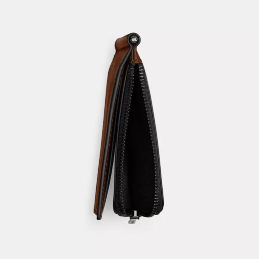 Coach (Coach) Herren kurzer Brieftasche Echtes Leder Reißverschluss Brieftasche eingebaute Münzkasten Geschäft Einfacher tragbarer Leder Brieftet dunkler Sattel