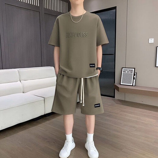 Belle Shangxi 2025 Summer Minage à manches courtes Shorts décontractés Suisse décontractée pour hommes T-shirt de soie de glace pour hommes Pantalon à cinq points Set 829 Black Suit M Recommandé 90-110jin [Jin est égal à 0,5 kg]