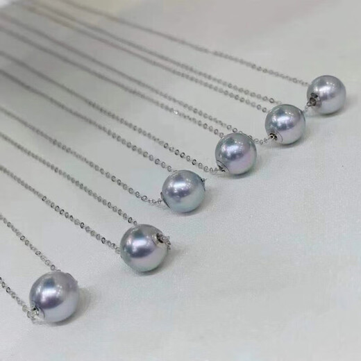 Yingxin seawater pearl necklace 859MM perfect round strong light blue rose K gold water drop Mabe pendant diamond