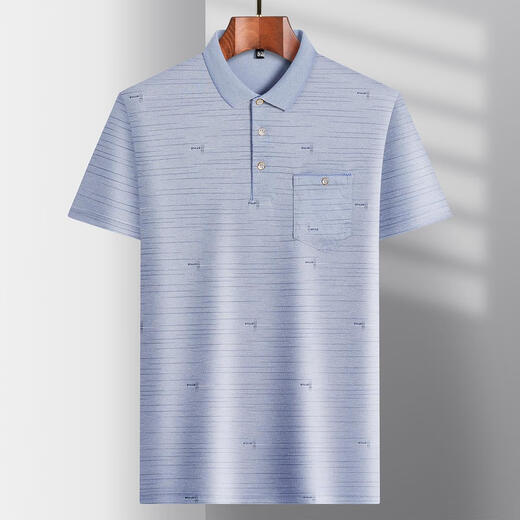 
PIERRE CARDIN Daddy's lapel ice silk short-sleeved T-shirt middle-aged men's casual T-shirt middle-aged and elderly thin POLO shirt summer clothes T ice silk-9923 blue real pocket ice silk-992 M 48/165/