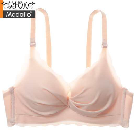 莫代尔女士内衣夏季薄款透气文胸罩套装无钢圈收副乳防下垂内裤小胸聚拢 肤色 XL 85/38B