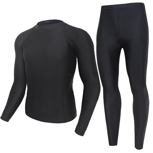 Pauline Pesery one-piece swimsuit men's diving suit quick-drying sunscreen jellyfish suit surfing suit slimming hot spring split swimsuit black zipper single top M