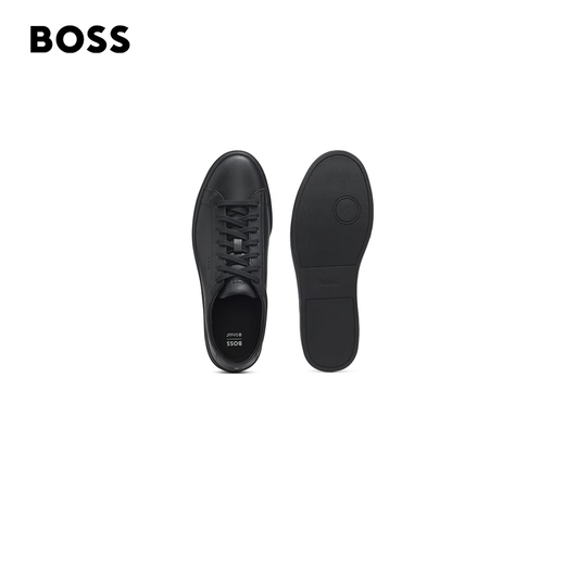 Hugo Boss BOSS New Year's Gift Men's 25th Winter New Embossed Logo Leather Sneakers 005-Black 42