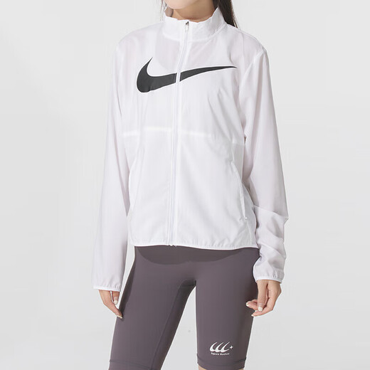 耐克（NIKE）外套女装夏季新款户外健身运动服时尚立领防风休闲夹克 白色 S