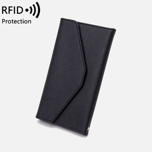New passport bag for women 2023 new RFID multi-function air ticket certificate bag for men and women travel abroad passport clip black
