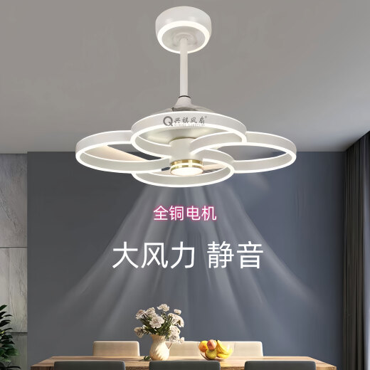 公牛2025年新款隐形吊扇灯大风力家用餐厅饭厅卧室电风扇一体吊灯静音 9227/白60CM变频遥控+直接语音声