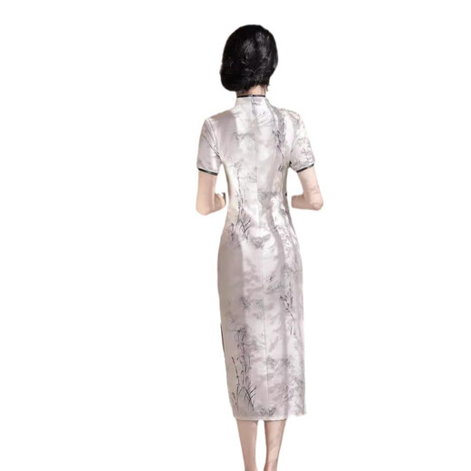 
ZHIDOUDOU new Chinese cheongsam imitation acetate retro long slim-fit Chinese style young girl simple and elegant modified daily cheongsam 9227 S 80--90Jin [Jin equals 0.5 kg]