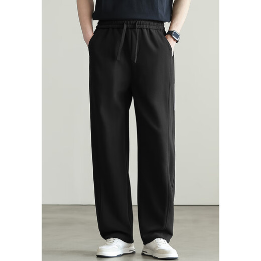 Kuraishi Kazuki Japanese style pleated drawstring solid color sports casual pants men's trousers 2025 autumn new commuter loose straight sweatpants Paris gray plus velvet style XL (recommended 141-155 Jin Jin equals 0.5 kg)
