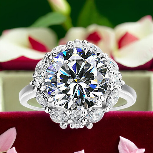 Home of Diamonds Henan Diamond Shangqiu Diamond Henan Artificial Diamond Ring Extra Large Pigeon Egg 8M Main Moissanite Diamond Ring 2 Carats Opening Adjustable