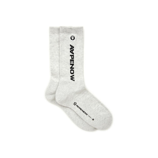Aape flagship store accessories solid color simple ape embroidered letters jacquard mid-calf socks 4867XXL BKX/black S