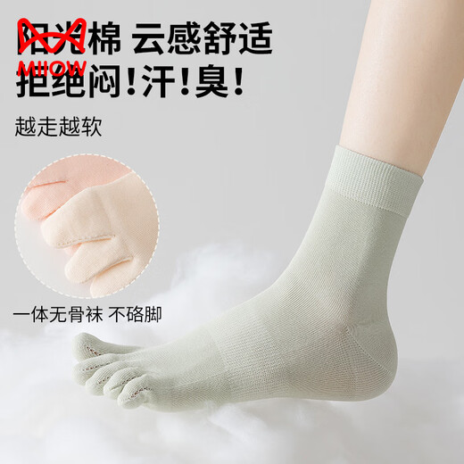 Catman (Miiow) Fünf-Finger-Socken für Frauen-Baumwollsocken für sommerliche dünne Mittelröhrensocken 2025 Neue Split-Toe-Sport-Anti-Odor- und Anti-Proof-3-Paar-Kombination kann ausgewählt und mit einer Meldung 3-Paare, einer Größe, Frauengröße (34-38) gelassen werden (34-38)
