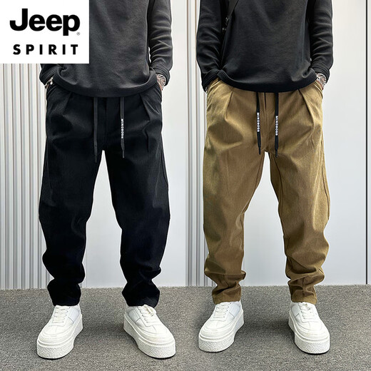 
JEEP SPIRIT pants for men's summer new straight-leg casual pants khaki versatile men's harem pants solid color micro-cone work pants light green thin* style M 110-138Jin[Jin equals 0.5 kg]