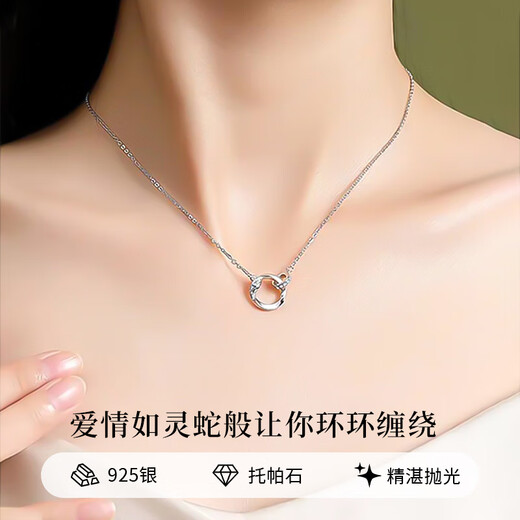 Chinese jewelry sterling silver snake double ring necklace for women 2025 new pendant anniversary birthday gift for girlfriend
