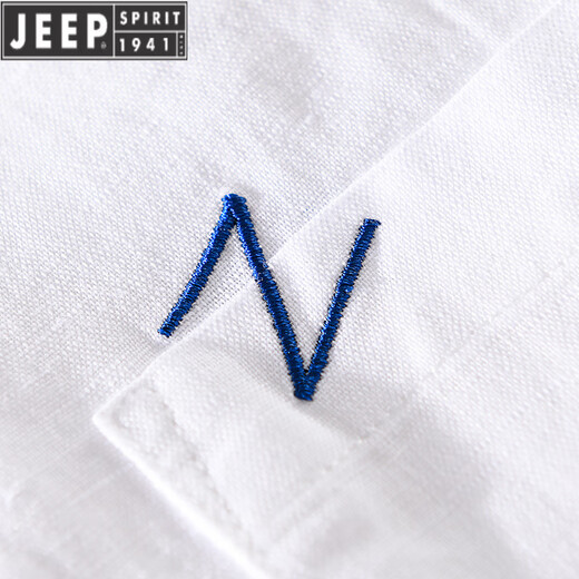 JEEP SPIRIT男士亚麻翻领短袖T恤宽松衬衫领上衣服有带领T棉麻料T恤麻布夏装 9711黄色 3XL