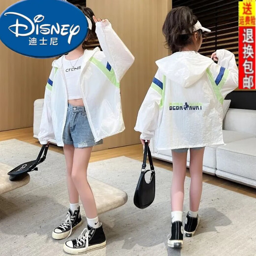 Disney Girls' Sun Protection Clothes Summer 25 Years New Children's Thin Air-Conditioning Shirts Summer Breathable Ice-Sense Skin Clothes for Middle and Large Children Color Purple 160 Recommended Height Around 155