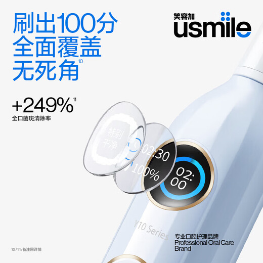 usmile smile plus Y1PRO electric toothbrush [inquiry and enjoy large red envelope] Practical adult voice wave intelligent vibration toothbrush couple give boyfriend and girlfriend birthday gift [save 20 yuan CP package] Y10 blue + Y10 water white