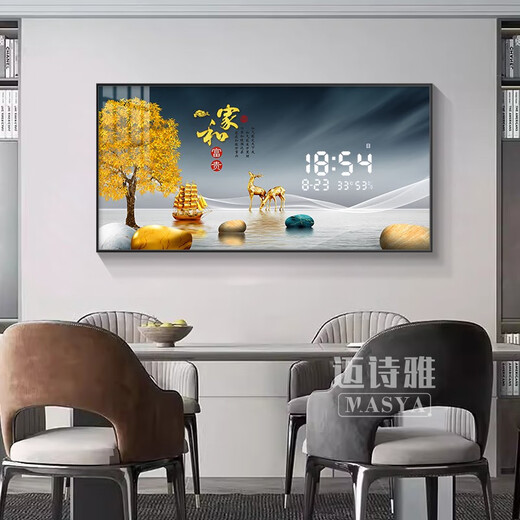 MIAOXU SOFA WALL PEINTURE DÉCORAGE PEINTURE SALON 2025 NOUVEAUX MODIFICATION MODERNE MODERNE MODERNE MODERNE BOX METTERIE DE LUXE DE LUXE DE LUXIÈRE AVEC CLOCK, SY694A, écran LED numérique Clock électronique connecté à 80 *