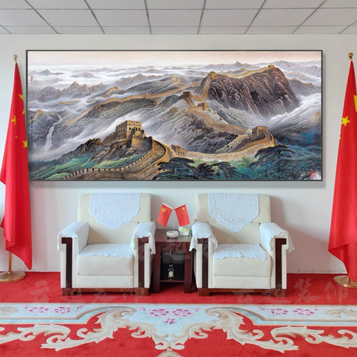 The Great Wall of Fantasy Landscape Paintings Payscape Paintings Office Conference Room suspendu peintures décoratives calligraphie et peinture de salon fond de salon CT3881 SAUTÉE par 210x90cm SF Express Entrée Choix Client à haute définition)
