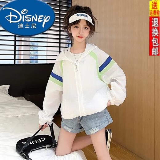 Disney Girls' Sun Protection Clothes Summer 25 Years New Children's Thin Air-Conditioning Shirts Summer Breathable Ice-Sense Skin Clothes for Middle and Large Children Color Purple 160 Recommended Height Around 155