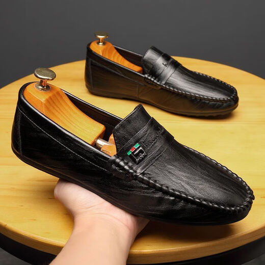 YRC Yierkang 2025 Doudou Shoes Мужская летняя мужская повседневная кожаная обувь с одной ногой в воздухопроницаемой туфли корейская версия 100 X-825 Белый 39