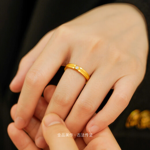 Chuancheng Concentric Knot 999 pure gold diamond ring Ancient gold diamond ring wedding ring No. 11 gold weight 5.53 grams in stock
