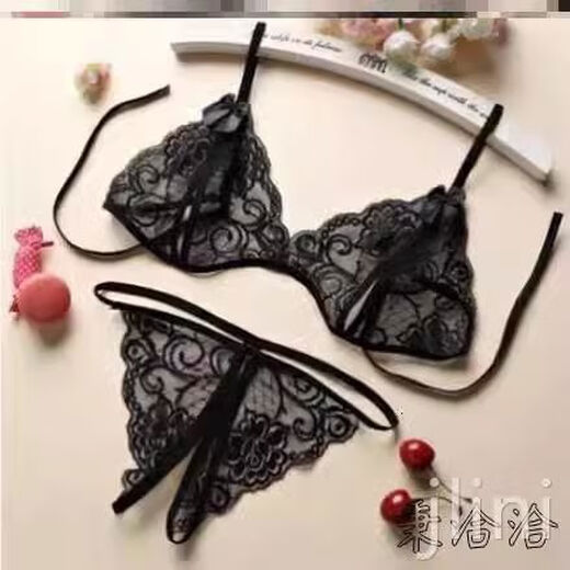Sexy vaginal open sexy panties, passionate and convenient to insert temptation underwear, no-take-off thong for women, black bra open pants M