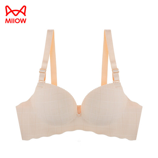 Cat Man (MiiOW) underwear women's bra set with small breasts thin gathering sexy breasts anti-sagging thick steel rings and no marks on the bra. Skin color is pink (medium-thick cup/single piece) 70A