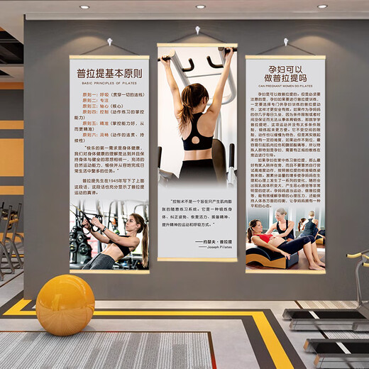 OLOEY Pilates yoga studio wall decoration hanging painting fitness work classroom promotion hanging cloth poster painting cultural wall wallpaper PLT-27 width 60X height 160 cm free hook