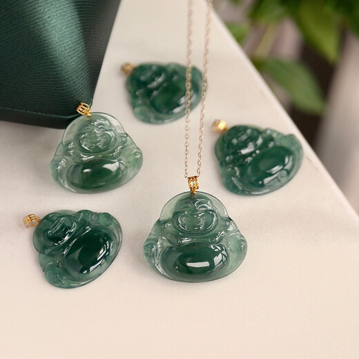 Pool case 18k gold blue water Buddha pendant. Scarce old blue water. Full of ice and rubber properties. Natural blue water jade Buddha pendant.