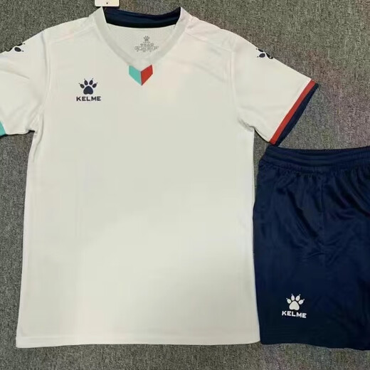 KELME football sports suit for adults and children, short-sleeved sports uniforms for men and women, breathable game training jerseys with printing 1048-white suit XL