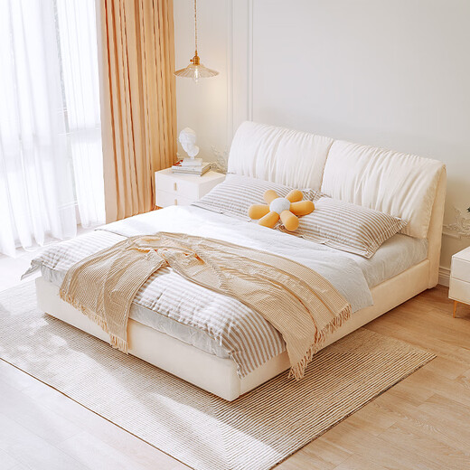
Winter Bear National Home Technology Cloth Bed High Box Floor Double Bed Simple Master Bed Light Luxury Down Soft Pack Elephant Ears YJ9221 Ecological Cloud Skin Single Bed [Pine Rib Skeleton] 1800mm*2000mm Frame Structure