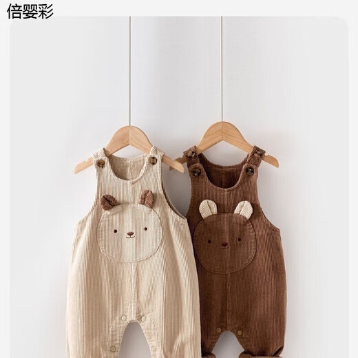 Spring and Autumn Outerwear Baby Pants 6-12 Months Spring and Autumn Baby Pants Baby Bibs Corduroy Spring and Autumn Outfits 0 to 2 Years Old Boy Cartoon Snap Jumpsuit Female Baby Pants Khaki Overalls 90