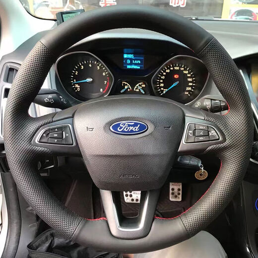 OTHER Mondeo Steering Wings Cover Genuine Leather Ford Edge Explorer Wings Fox Wings Beauforis Hand Sewing Snaps 1517 Ford Black Leather Black Line Real Microfiber