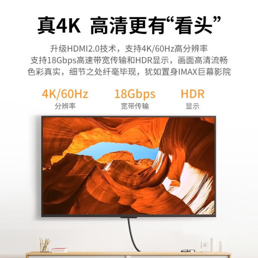 绿联（UGREEN） HDMI线2.0/1版 4k/8k数字高清线 3D视频线笔记本电脑机顶盒接电 HDMI2.0【4K60hz】家装工程款 5m