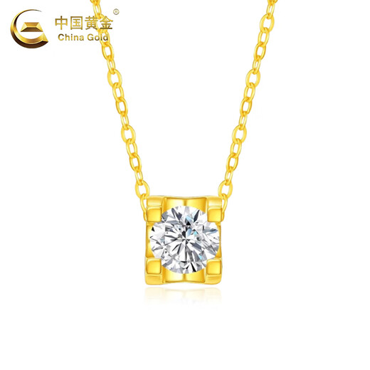 CHINA GOLD 18K gold bull head square buckle topaz pendant new pure K Valentine's Day birthday gift for girlfriend and wife 18K gold bull head square buckle pendant total weight 0.15g free silver chain