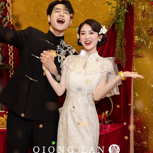 Libaixin high-end champagne color engagement cheongsam 2025 new national style certificate dress bride wedding toast suit autumn champagne color M recommended 90-100Jin Jin equals 0.5 kg