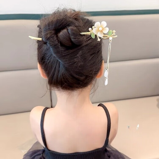 SNQP children's hairpin girls Hanfu headdress white magnolia ancient style national style girls step headband tassel hairpin hair accessories for women magnolia flower tassel hairpin one piece
