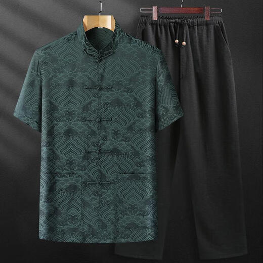 
SMVP Tang suit summer mulberry silk men's suit silk middle-aged and elderly short-sleeved thin shirt cotton dad summer suit grandpa China wine red top average size 3890-100Jin [Jin equals 0.5 kg]