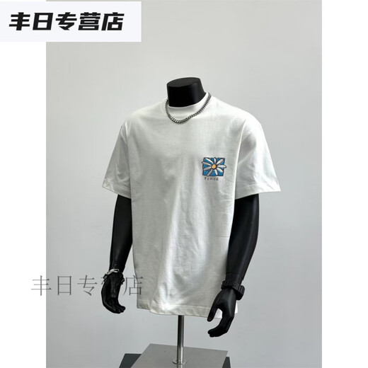 TYBURN重磅T恤男士卡通印花英文ins短袖夏季圆领半袖宽松短 白色短袖(前后D9733) S (建议90-110斤)